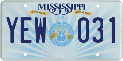 MS license plate YEW031