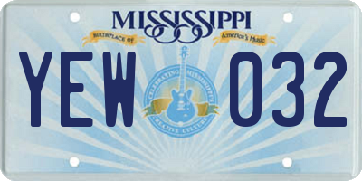 MS license plate YEW032