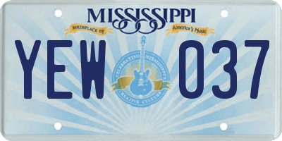 MS license plate YEW037