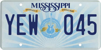 MS license plate YEW045