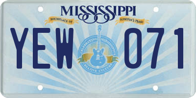 MS license plate YEW071