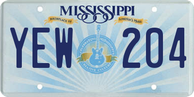 MS license plate YEW204