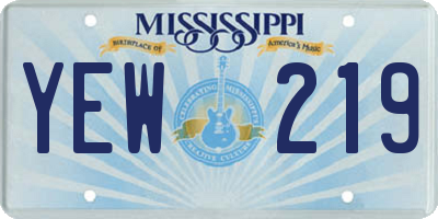 MS license plate YEW219
