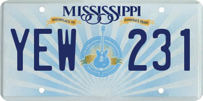 MS license plate YEW231