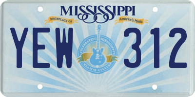 MS license plate YEW312