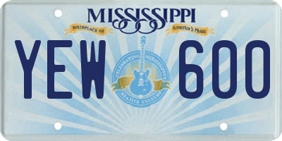 MS license plate YEW600
