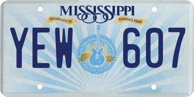 MS license plate YEW607