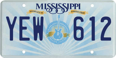 MS license plate YEW612