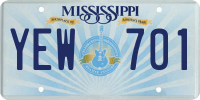 MS license plate YEW701