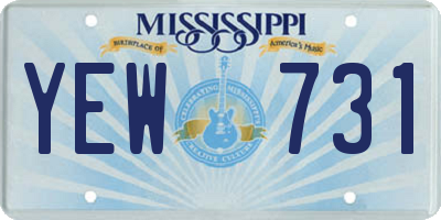 MS license plate YEW731