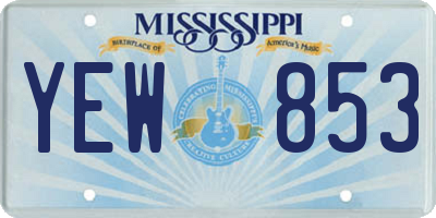 MS license plate YEW853