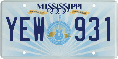 MS license plate YEW931