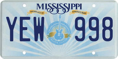 MS license plate YEW998