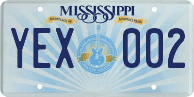 MS license plate YEX002