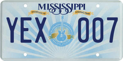 MS license plate YEX007