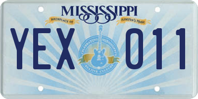 MS license plate YEX011