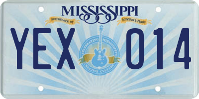 MS license plate YEX014