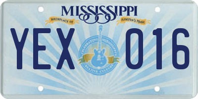 MS license plate YEX016