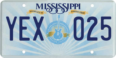 MS license plate YEX025