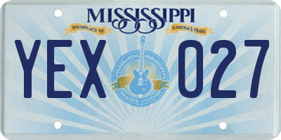 MS license plate YEX027