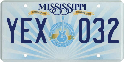 MS license plate YEX032