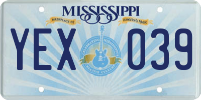 MS license plate YEX039