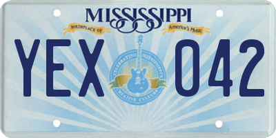 MS license plate YEX042