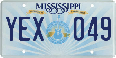 MS license plate YEX049