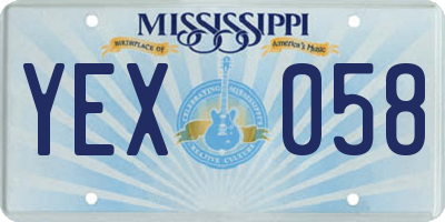 MS license plate YEX058