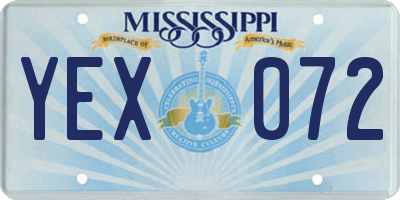 MS license plate YEX072