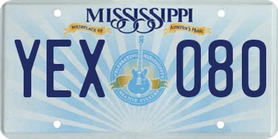 MS license plate YEX080