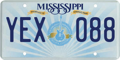 MS license plate YEX088