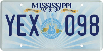 MS license plate YEX098