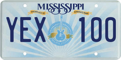 MS license plate YEX100