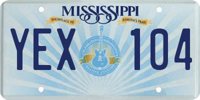 MS license plate YEX104