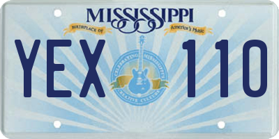 MS license plate YEX110