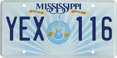 MS license plate YEX116