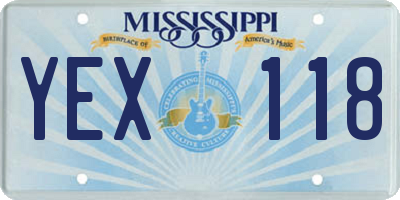 MS license plate YEX118