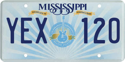 MS license plate YEX120