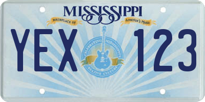 MS license plate YEX123