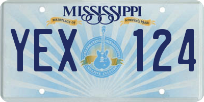 MS license plate YEX124