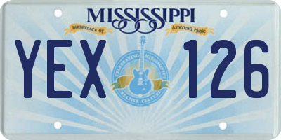 MS license plate YEX126