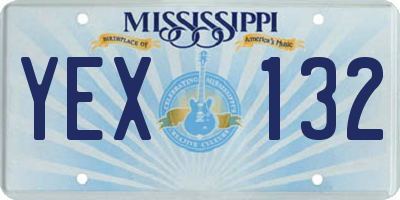 MS license plate YEX132