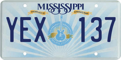 MS license plate YEX137