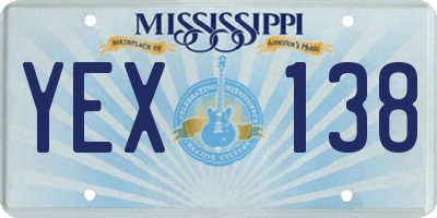MS license plate YEX138