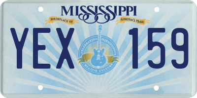 MS license plate YEX159