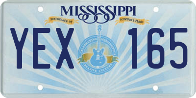 MS license plate YEX165
