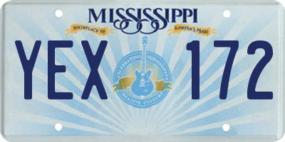 MS license plate YEX172