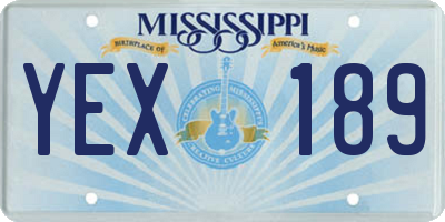 MS license plate YEX189