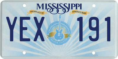MS license plate YEX191